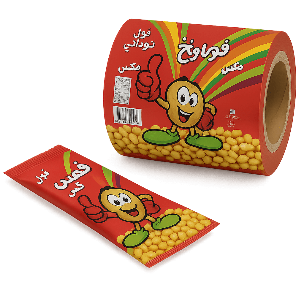 colorful peanut snack wrapper roll by XLD for small portion packaging