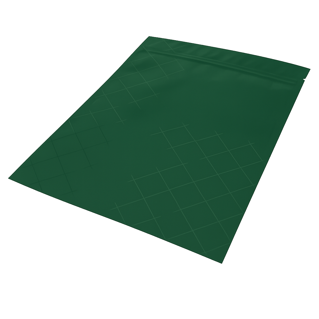 Dark green zipper pouch with ultra-smooth surface and resealable closure