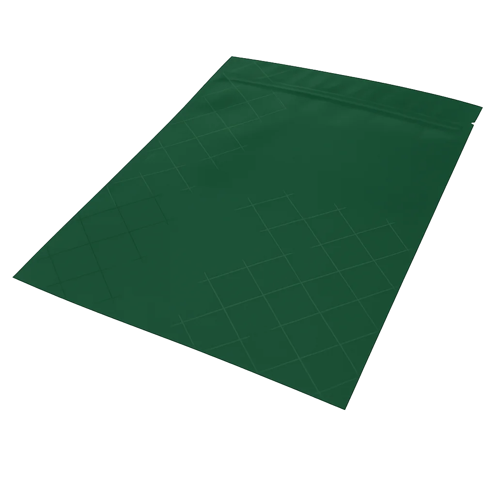 Dark green zipper pouch with ultra-smooth surface and resealable closure