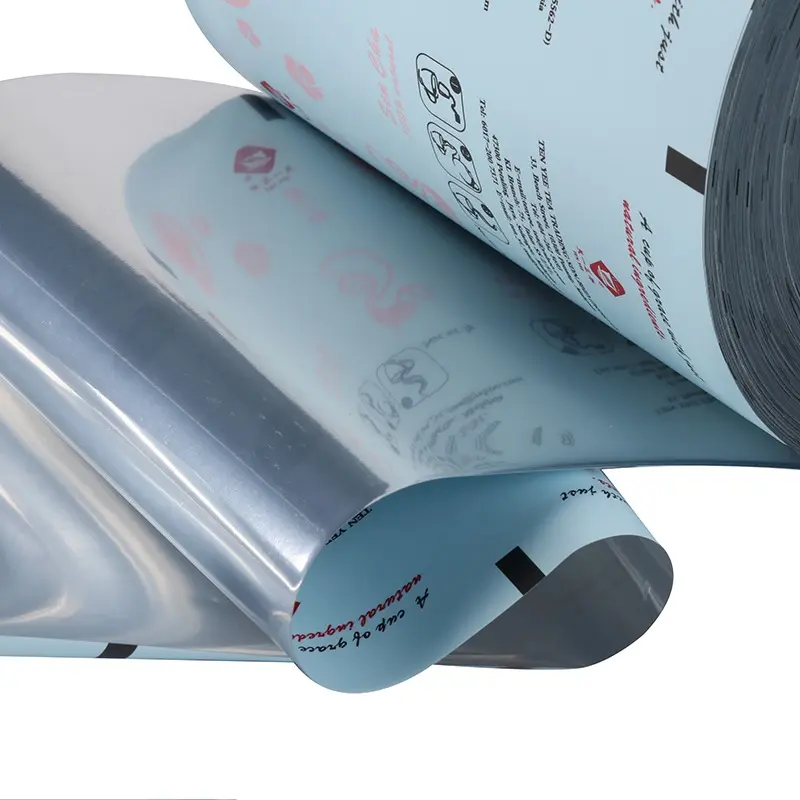 Cross-section diagram of multi-layer aluminized paper roll structure with metallized PET barrier layer