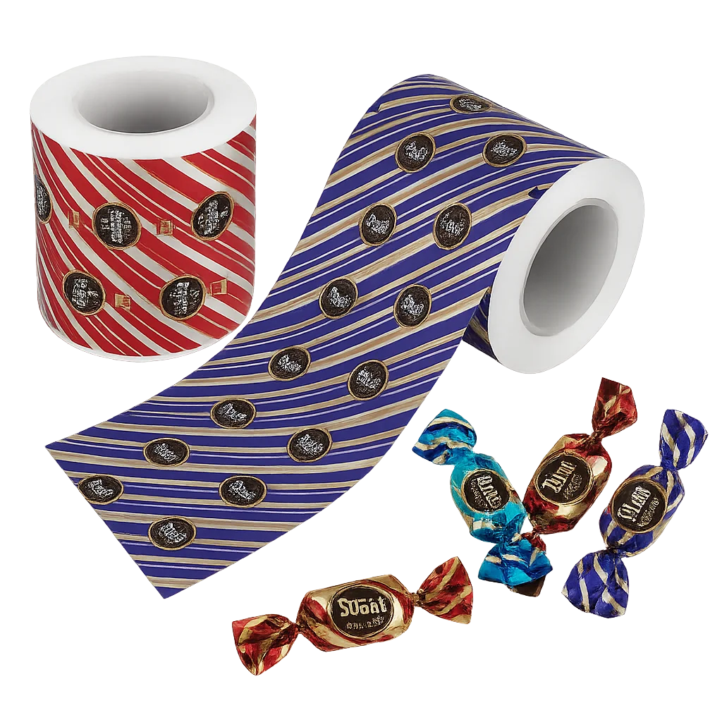 custom printed candy wrapper roll by XLD for twist-wrapped sweets