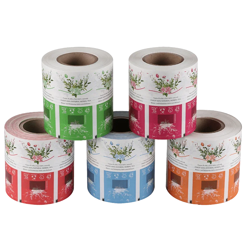 Custom printed tea bag wrapper paper rolls in various colors from XLD