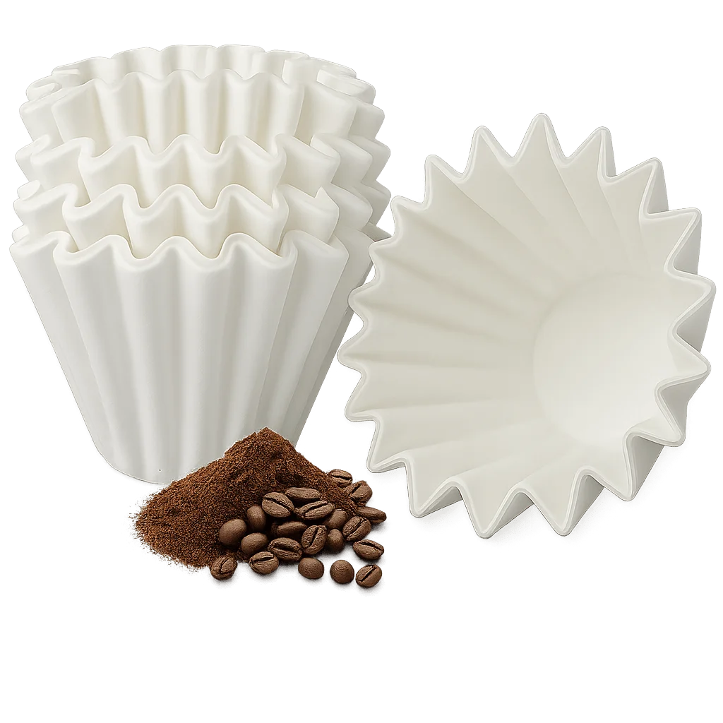 XLD coffee filter pods with ground coffee and coffee beans