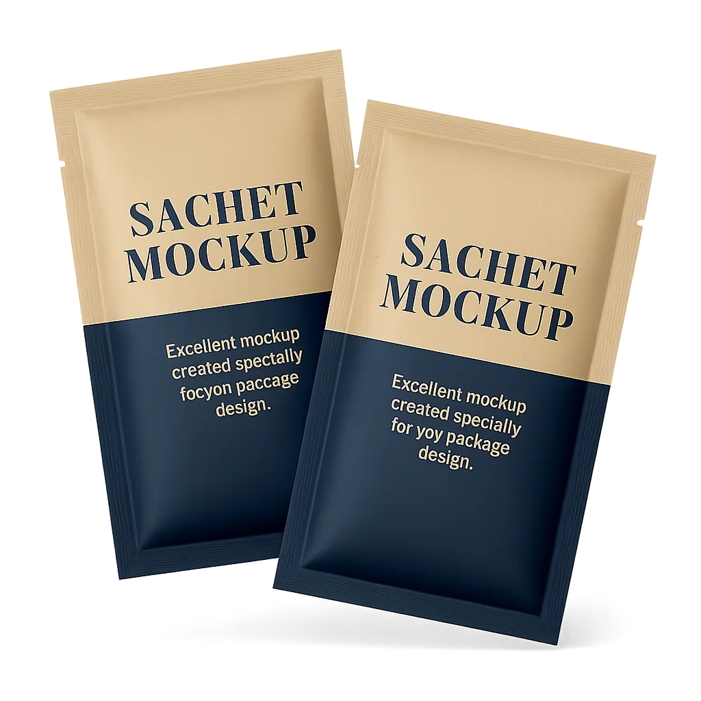 dual-color cosmetic sachet packaging for skincare and beauty samples