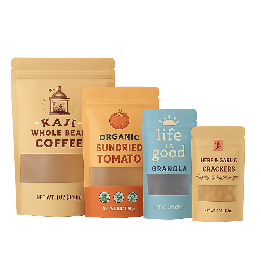 custom window zipper stand-up pouches for food by XLD