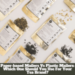 Tea samples in paper and plastic mailers