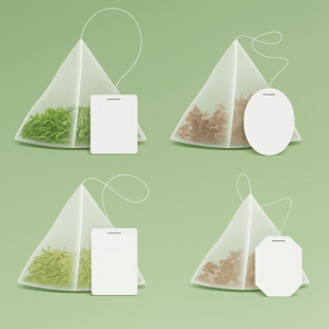 Tea tag attached to thread